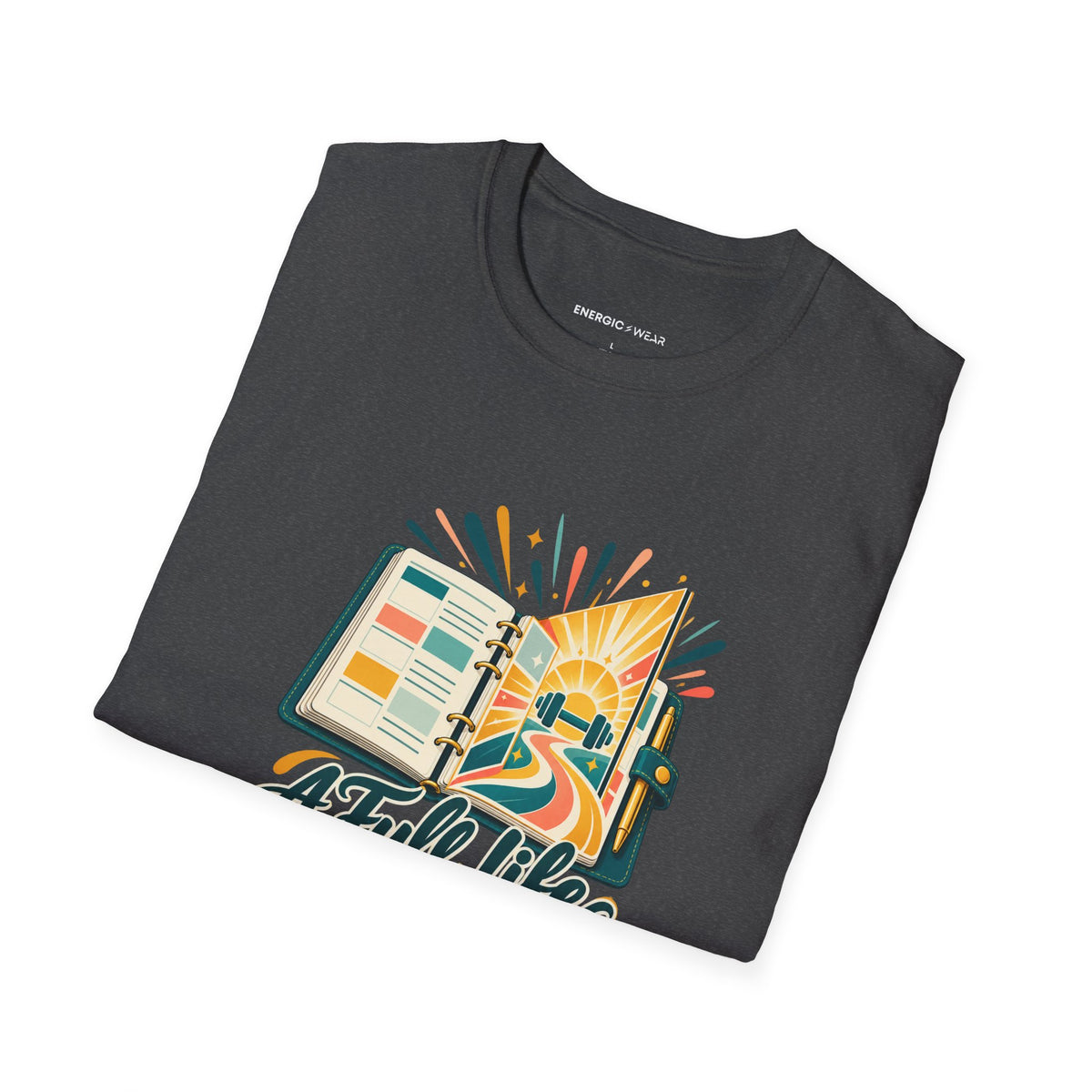 Graphic fitness T-shirt featuring the "A Full Life Has Room for Her Workout" design.