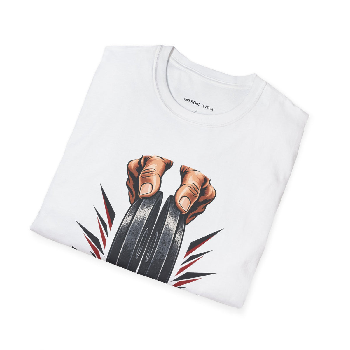 Graphic fitness T-shirt featuring the "Plate Pinch, Patient Hands" design.