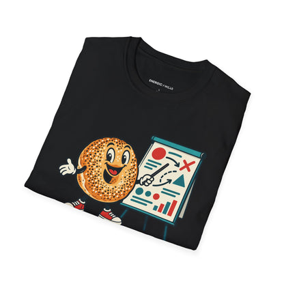 Graphic fitness T-shirt featuring the "Bagels Are Part of the Briefing" design.