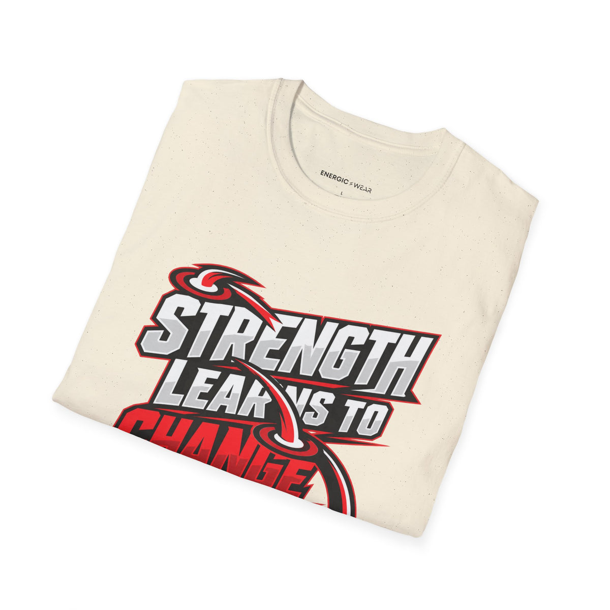 Graphic fitness T-shirt featuring the "Strength Learns to Change Direction" design.
