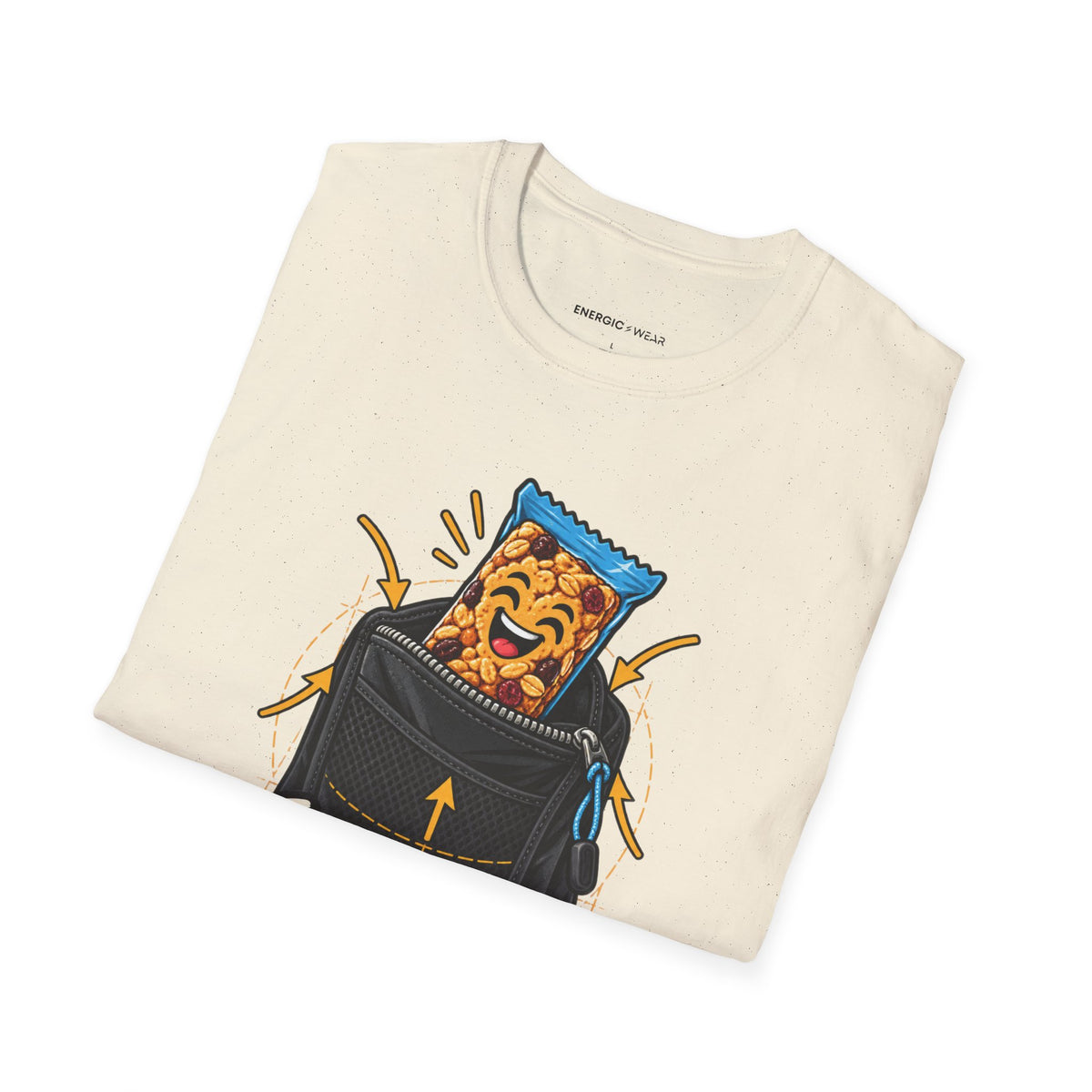Graphic fitness T-shirt featuring the "The Snack Pocket Is Essential Equipment" design.