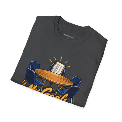 Graphic fitness T-shirt featuring the "My Goals Get a Seat at the Table" design.