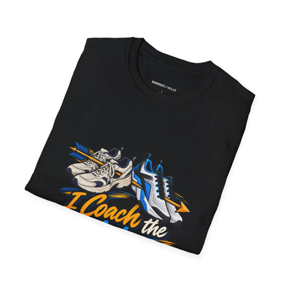 Graphic fitness T-shirt featuring the "I Coach the Confidence I Once Borrowed" design.