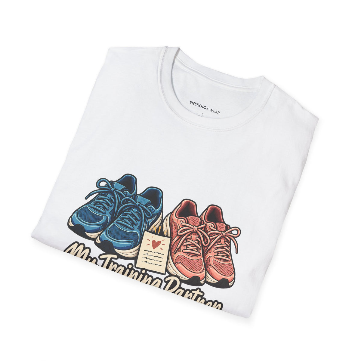 Graphic fitness T-shirt featuring the "My Training Partner Gets a Prayer Too" design.