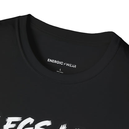 Graphic fitness T-shirt featuring the "Legs Like Jello, Spirit Like Steel" design.