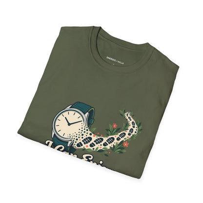Graphic fitness T-shirt featuring the "I Can Enjoy the Walk Without Logging It" design.