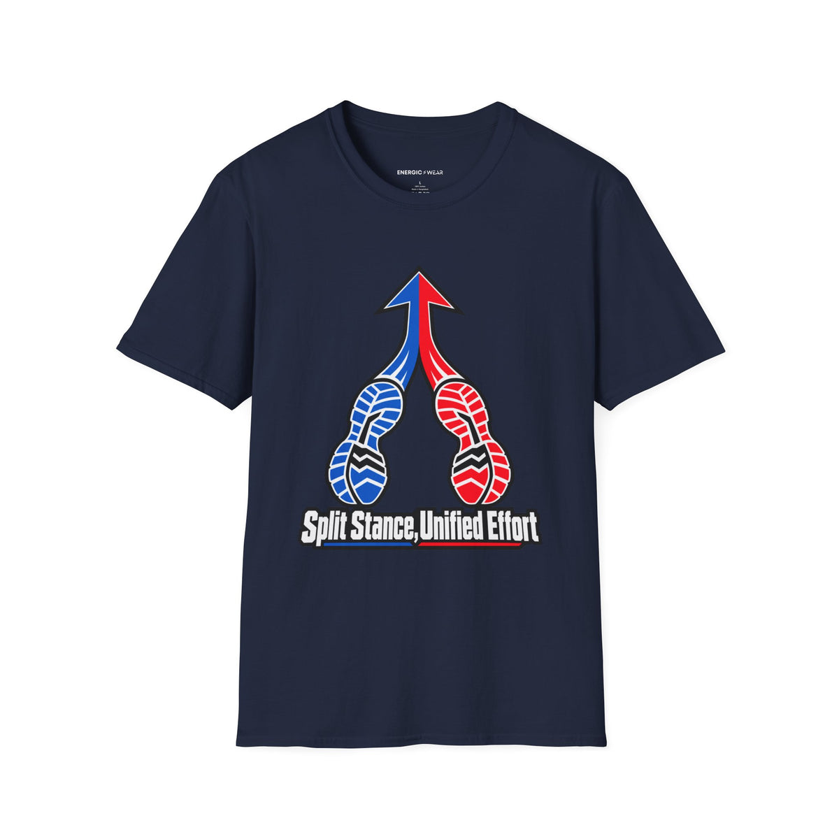 Graphic fitness T-shirt featuring the "Split Stance Unified Effort" design.