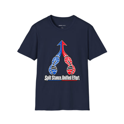 Graphic fitness T-shirt featuring the "Split Stance Unified Effort" design.