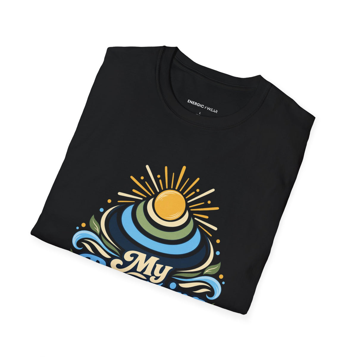 Graphic fitness T-shirt featuring the "My Breathing Sets the Tempo" design.