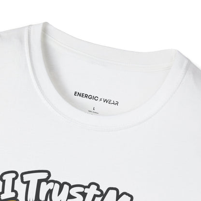 Graphic fitness T-shirt featuring the "I Trust My Spotter More Than My Phone Battery" design.