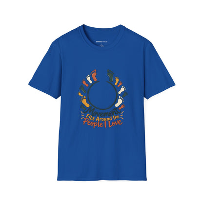Graphic fitness T-shirt featuring the "Movement Fits Around the People I Love" design.