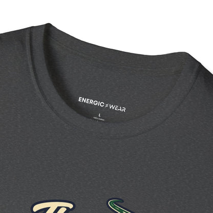 Graphic fitness T-shirt featuring the "The Long Run Starts at the Laces" design.