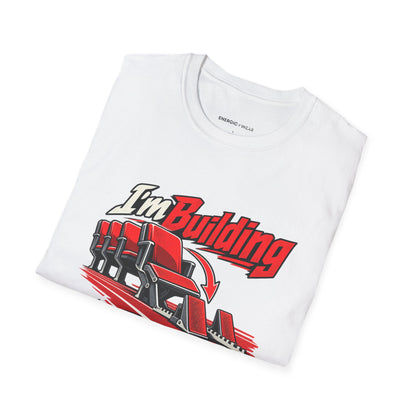 Graphic fitness T-shirt featuring the "I'm Building the Athlete I Used to Watch" design.