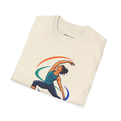 Graphic fitness T-shirt featuring the "Move with the Body You Have Today" design.
