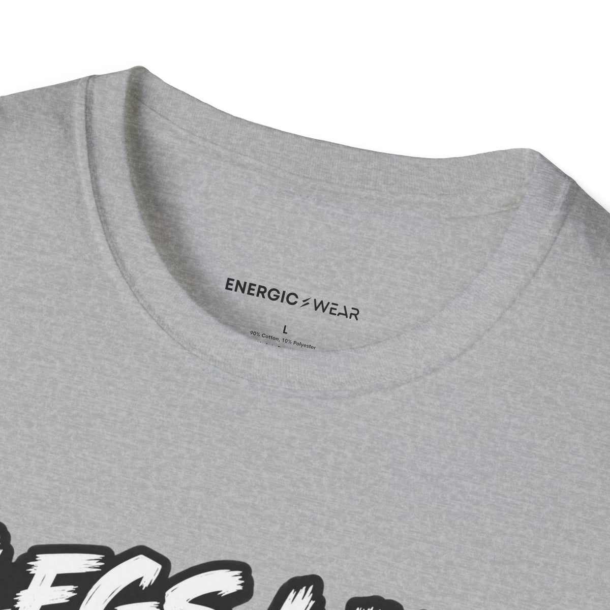 Graphic fitness T-shirt featuring the "Legs Like Jello, Spirit Like Steel" design.