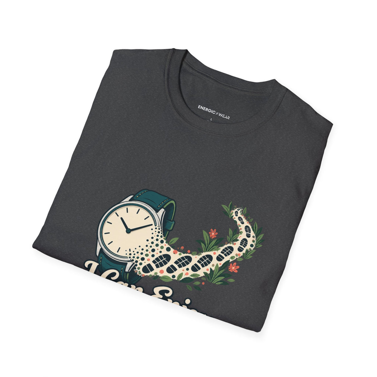 Graphic fitness T-shirt featuring the "I Can Enjoy the Walk Without Logging It" design.