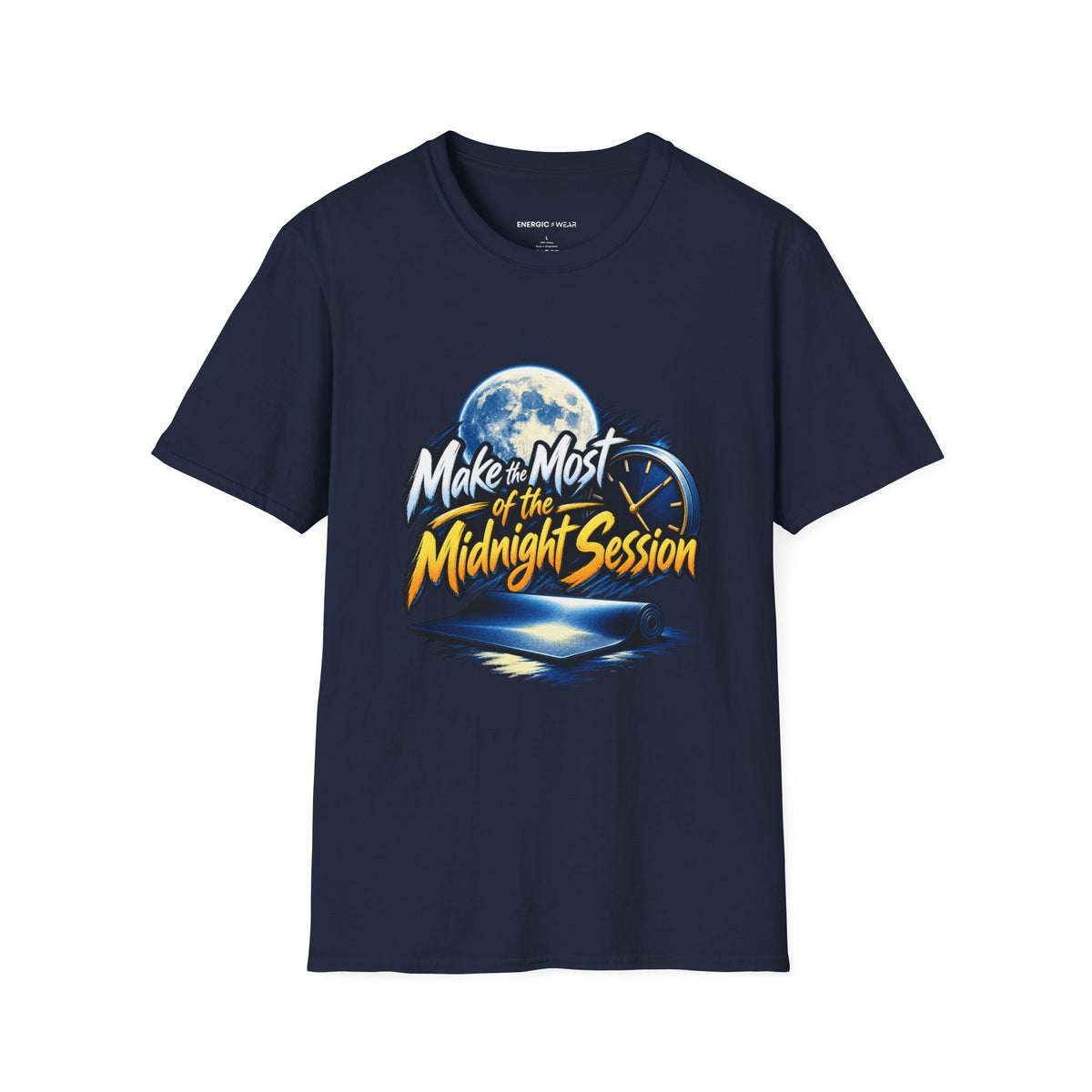 Graphic fitness T-shirt featuring the "Make the Most of the Midnight Session" design.