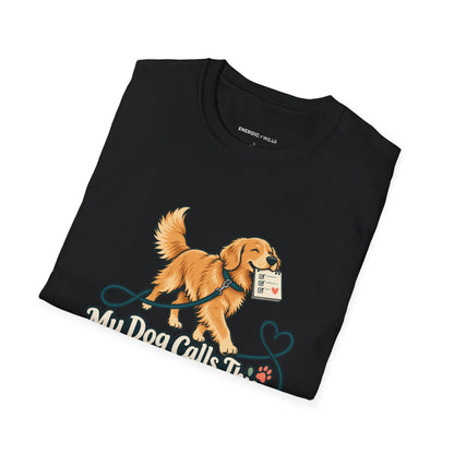 Graphic fitness T-shirt featuring the "My Dog Calls This the Daily Fitness Meeting" design.