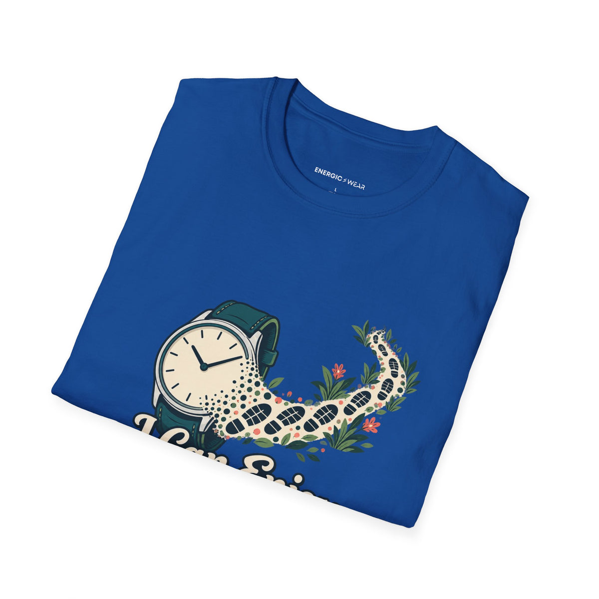 Graphic fitness T-shirt featuring the "I Can Enjoy the Walk Without Logging It" design.