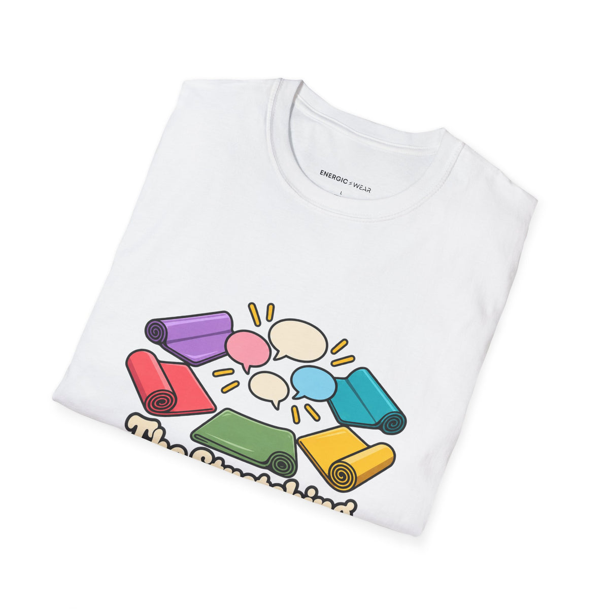 Graphic fitness T-shirt featuring the "The Stretching Area Became My Social Circle" design.