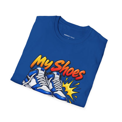 Graphic fitness T-shirt featuring the "My Shoes Squeak with Confidence" design.