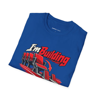 Graphic fitness T-shirt featuring the "I'm Building the Athlete I Used to Watch" design.