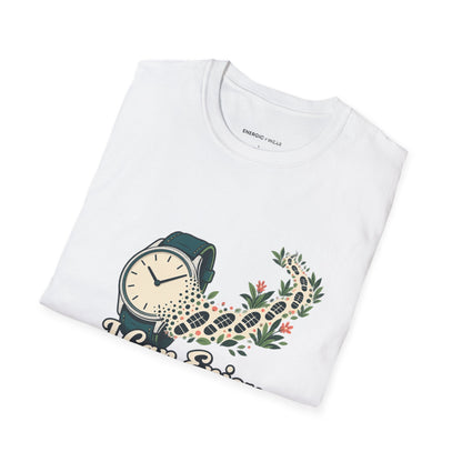 Graphic fitness T-shirt featuring the "I Can Enjoy the Walk Without Logging It" design.