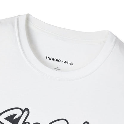 Graphic fitness T-shirt featuring the "She Sets the Tone Before the Timer" design.