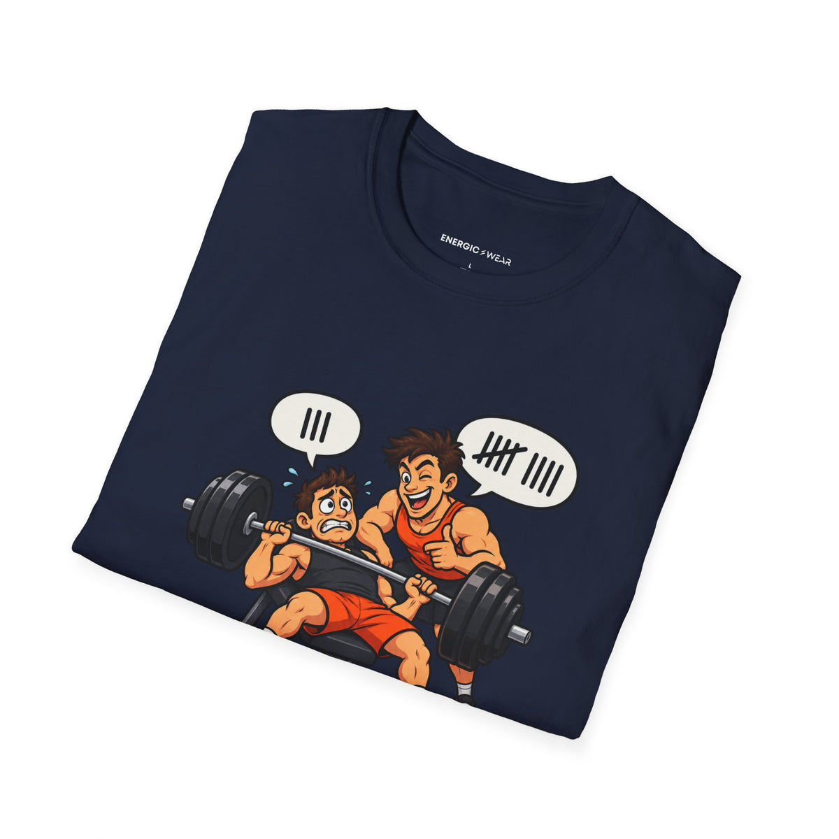 Graphic fitness T-shirt featuring the "My Gym Buddy Is a Bad Influence on My Reps" design.