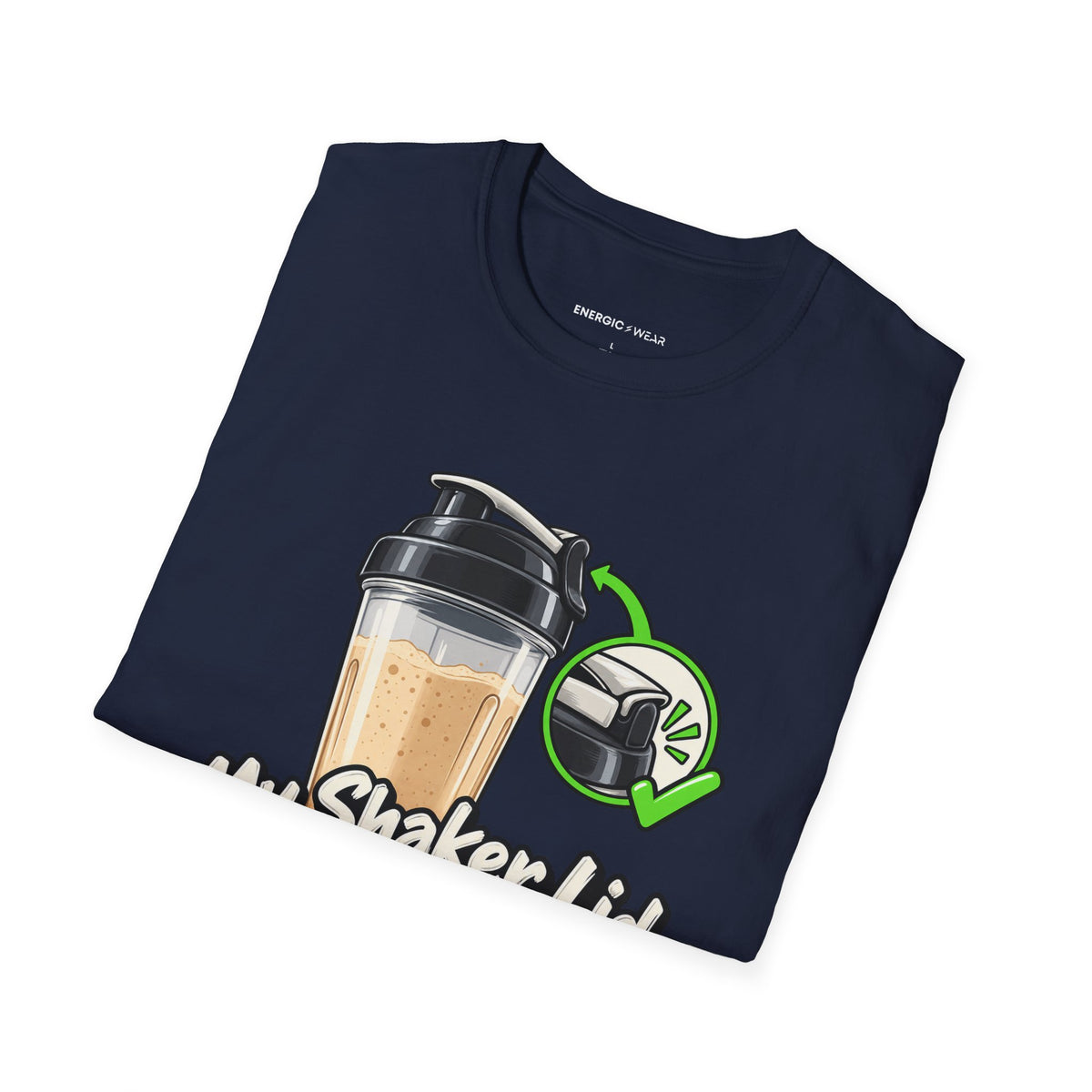 Graphic fitness T-shirt featuring the "My Shaker Lid Demands a Pre-Flight Check" design.