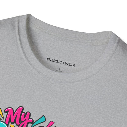Graphic fitness T-shirt featuring the "My Dance Class Is an Unscheduled Confetti Event" design.