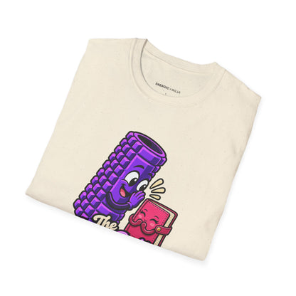 Graphic fitness T-shirt featuring the "The Foam Roller Knows My Secrets" design.