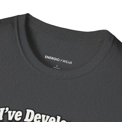 Graphic fitness T-shirt featuring the "I ve Developed Strong Opinions About Bench Upholstery" design.