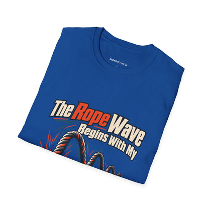 Graphic fitness T-shirt featuring the "The Rope Wave Begins with My Decision" design.