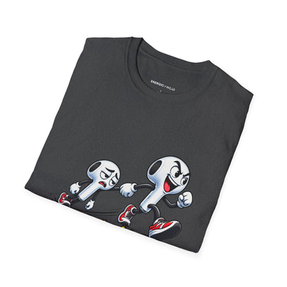 Graphic fitness T-shirt featuring the "One Earbud Is Doing All the Motivating" design.