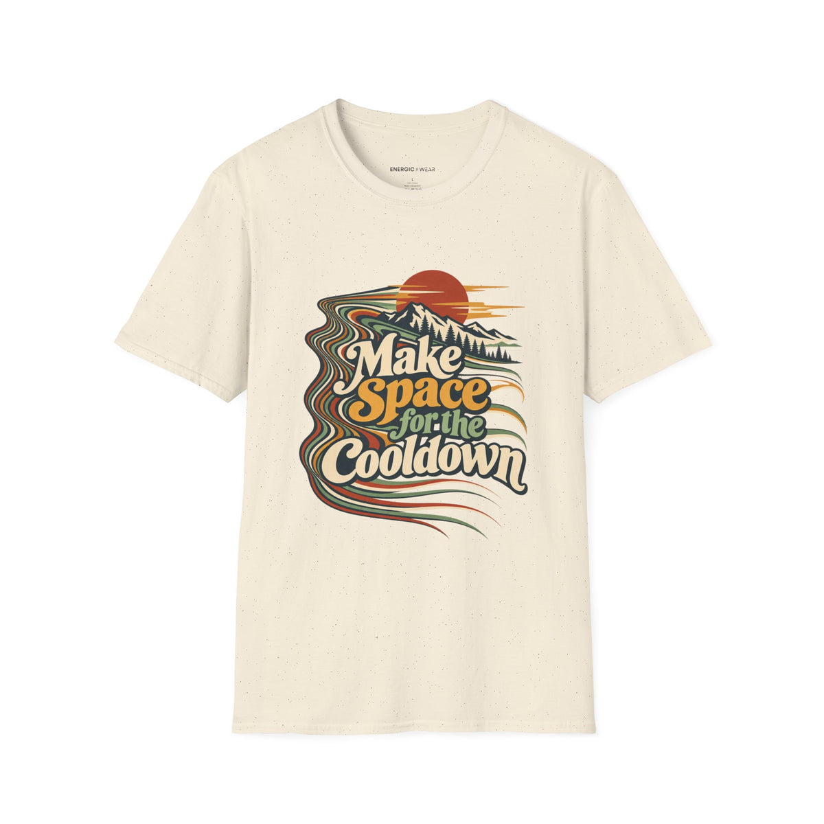 Graphic fitness T-shirt featuring the "Make Space for the Cooldown" design.