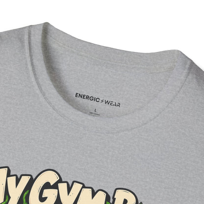 Graphic fitness T-shirt featuring the "My Gym Bag Has Its Own Ecosystem" design.