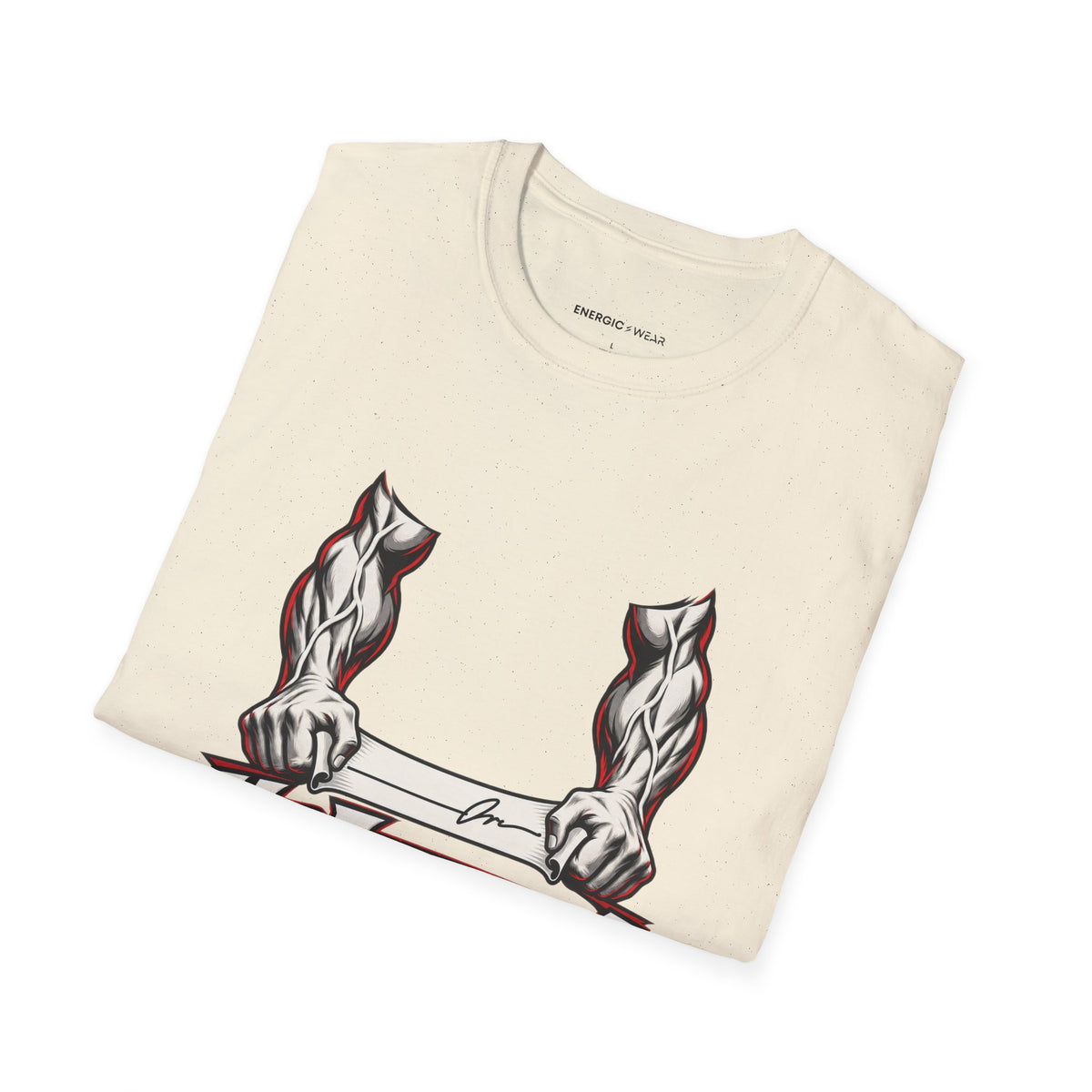 Graphic fitness T-shirt featuring the "My Forearms Keep Their End of the Bargain" design.