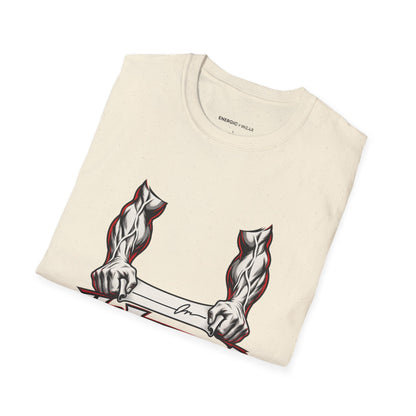 Graphic fitness T-shirt featuring the "My Forearms Keep Their End of the Bargain" design.