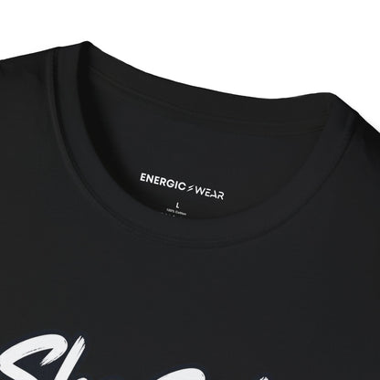 Graphic fitness T-shirt featuring the "She Sets the Tone Before the Timer" design.