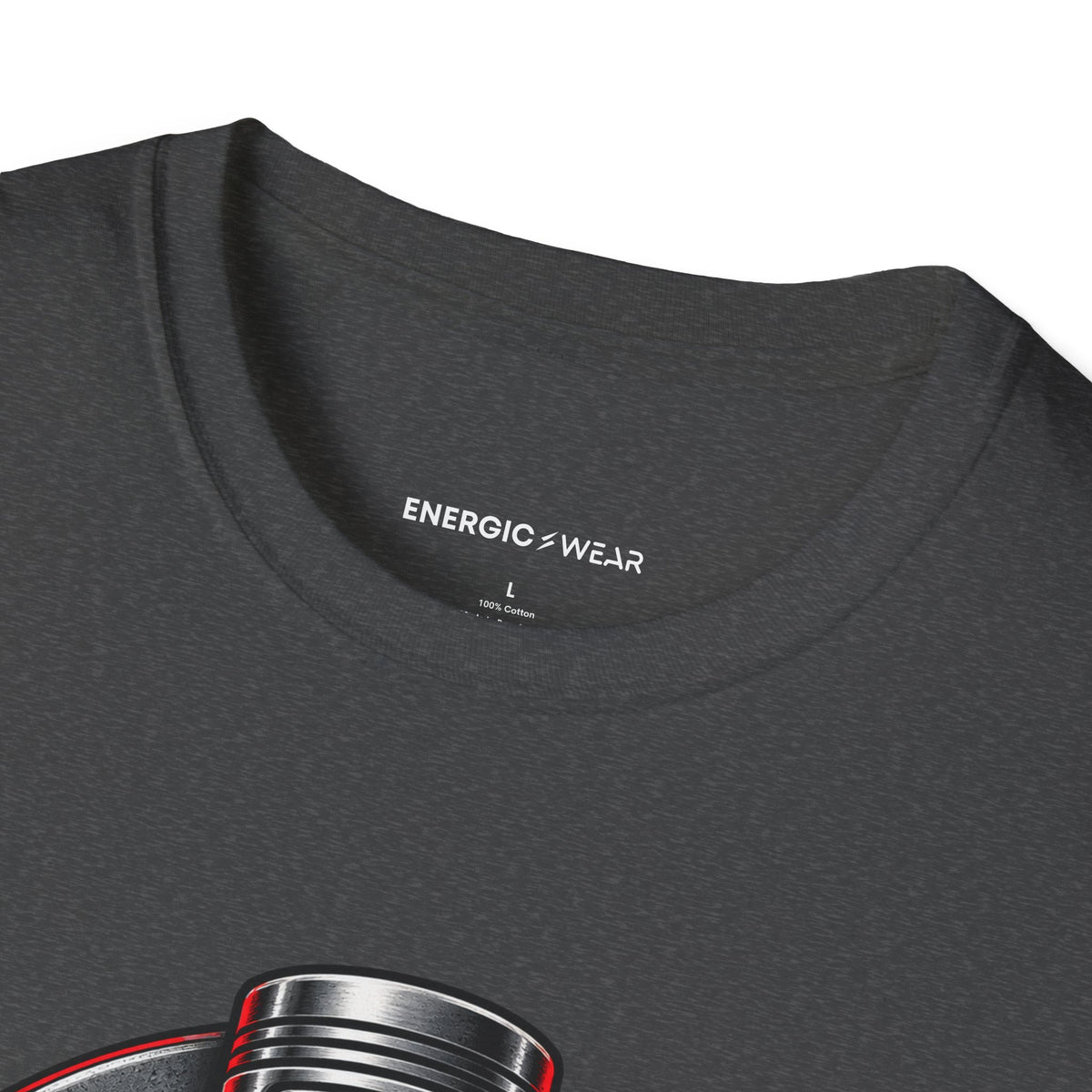 Graphic fitness T-shirt featuring the "Build the Engine Behind the Lift" design.