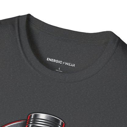 Graphic fitness T-shirt featuring the "Build the Engine Behind the Lift" design.