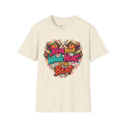 Graphic fitness T-shirt featuring the "Bring Your Whole Heart to the Beat" design.