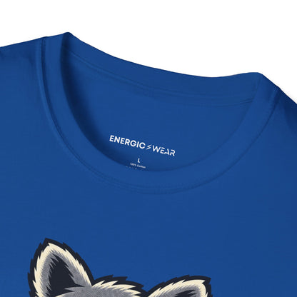 Graphic fitness T-shirt featuring the "Muscular Raccoon" design.