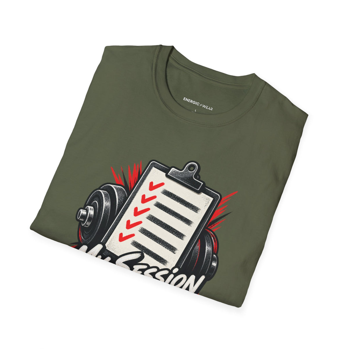 Graphic fitness T-shirt featuring the "My Session Leaves a Chalk Signature" design.