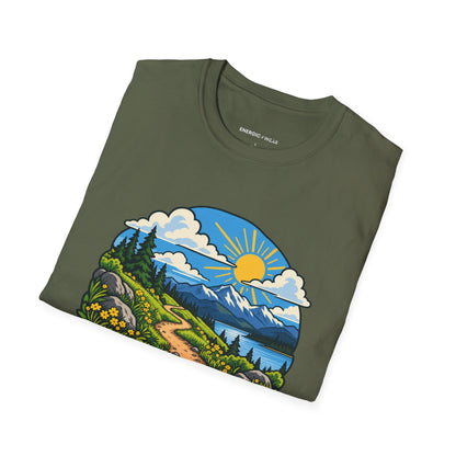 Graphic fitness T-shirt featuring the "Weather Report Excellent for Wandering" design.