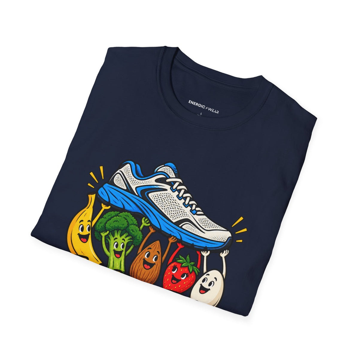 Graphic fitness T-shirt featuring the "Fueling This Workout Is a Group Project" design.