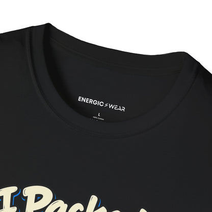 Graphic fitness T-shirt featuring the "I Packed Optimism Forgot Socks" design.