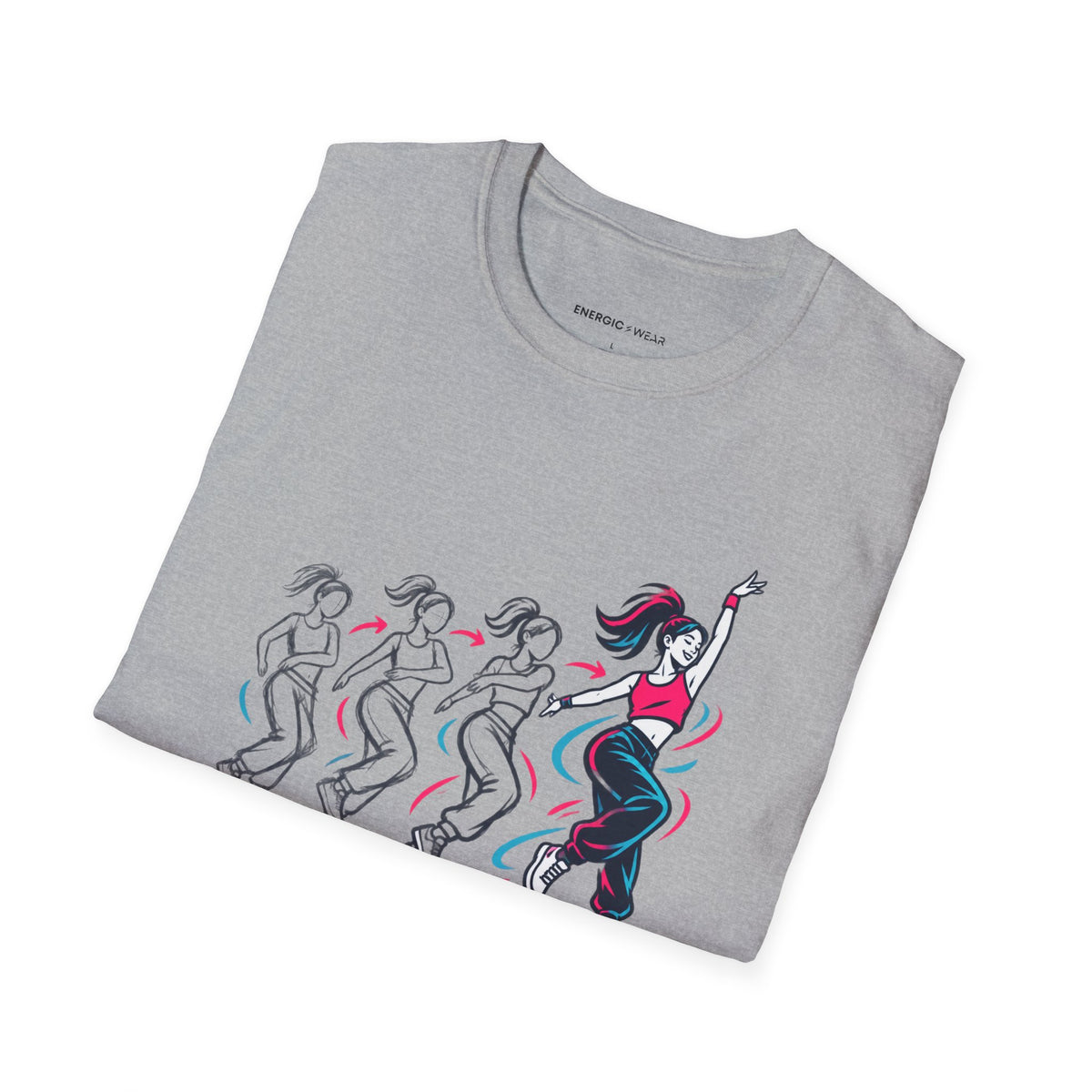 Graphic fitness T-shirt featuring the "Learn the Move, Trust the Practice" design.