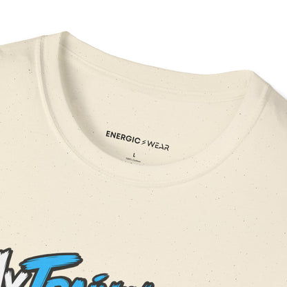 Graphic fitness T-shirt featuring the "My Training App Has Never Met My Laundry" design.